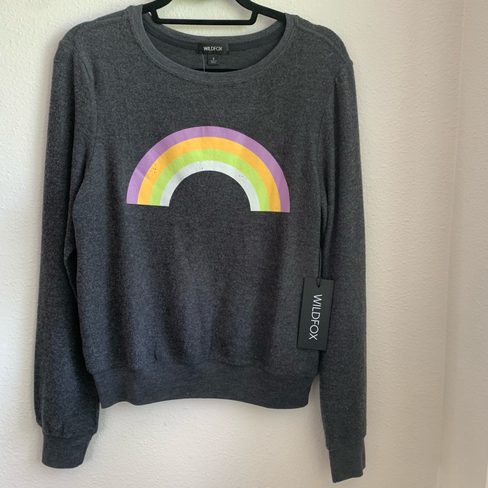Wildfox Small Rainbow Beach Baggy Sweatshirt New
